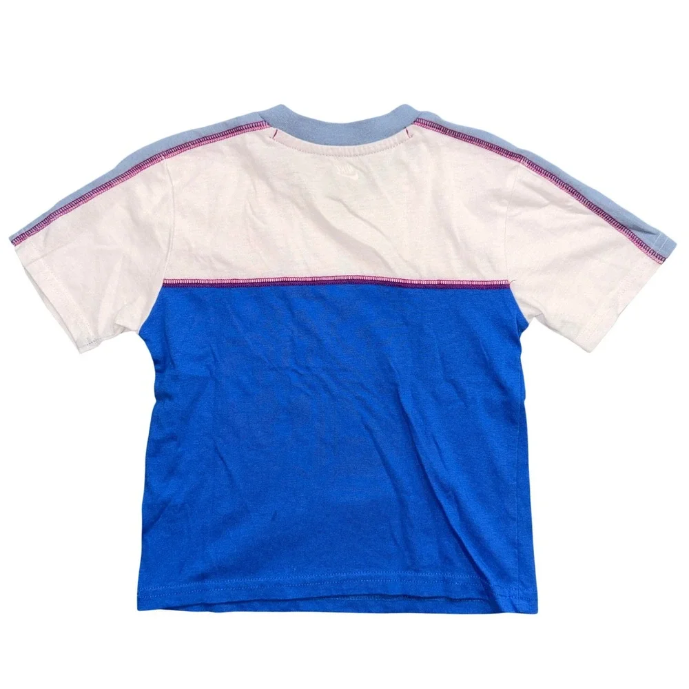 Nike Girls Colorblock Short Sleeve T-Shirt Blue White Size 4 XS 195231728151